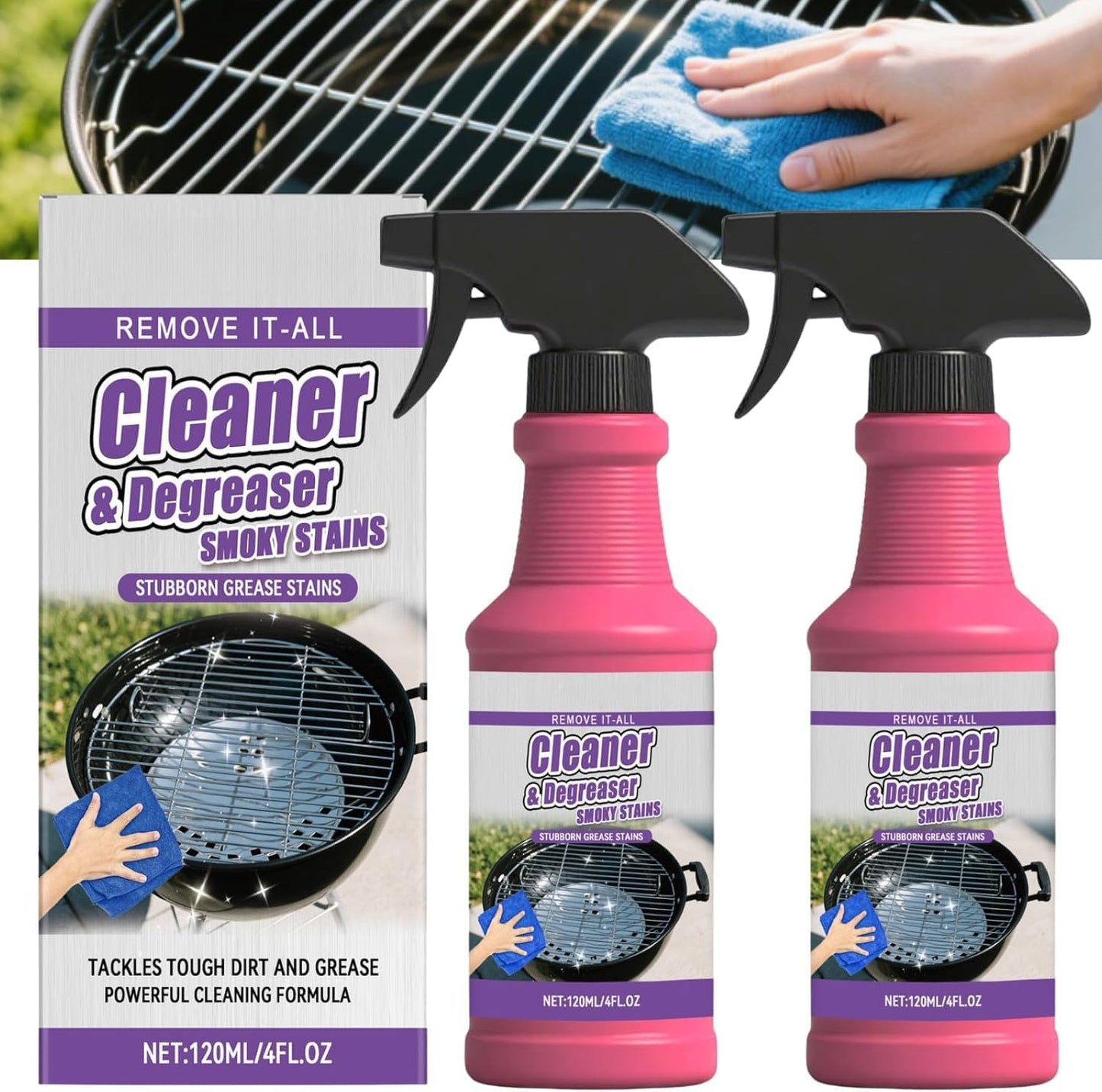 Heavy Duty Grill Grease Remover Spray, 2026 Fast Acting BBQ Grill Degreaser, Multi-Purpose Heavy Oil Cleaner for Outdoor, Oven, Stove, Range Hood, Effective Grease Remover for Home Commercial