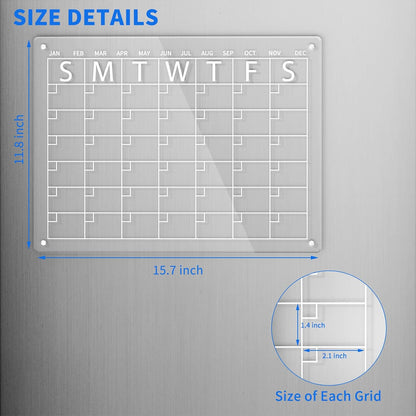 AITEE All-in-One Magnetic Dry Erase Board for Fridge, 2-Pack Acrylic Calendar & Memo Set with 6 Markers (3 Colors), Eraser, Holder, Reusable 16x12 Inch Planner