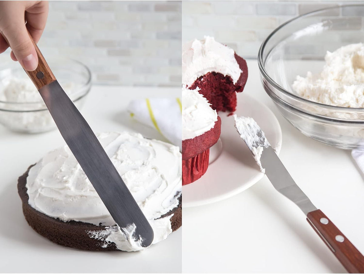 Fox Run Flat Icing Spatula, 4.25-Inch Stainless Steel Blade, Wood Handle, Metallic