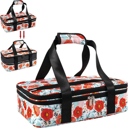Insulated Casserole Carrier Expandable for Hot or Cold Food with Handle Food Transport for Travel Picnic Cookouts,Fits Pioneer Woman Kitchen Stuff Accessories and 9" x 13" Baking Dish