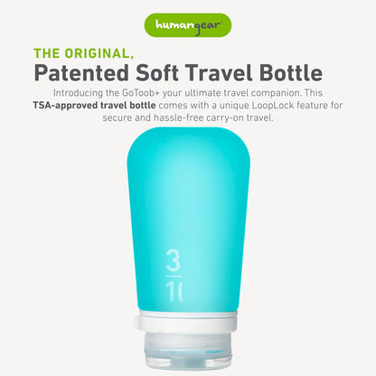 humangear GoToob+ (XL) | Refillable Silicone Travel Bottle | Locking Lid | Food-Safe Material | Blue, XL (6 fl.oz.; 177ml)