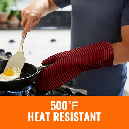 Yutat Silicone Oven Mitts - Oven Mitts and Pot Holders Sets Made of Non-Slip & BPA-Free Silicone, High Heat Resistant 500 Degrees, Perfect for Kitchen Cooking Baking BBQ, Peak Green