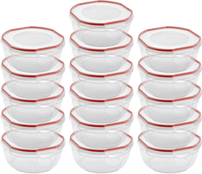 Sterilite Ultra-Seal 8.1 Qt Bowl, Large Airtight Food Storage Container, Latching Lid, Microwave and Dishwasher Safe, Clear With Red Gasket, 2-Pack