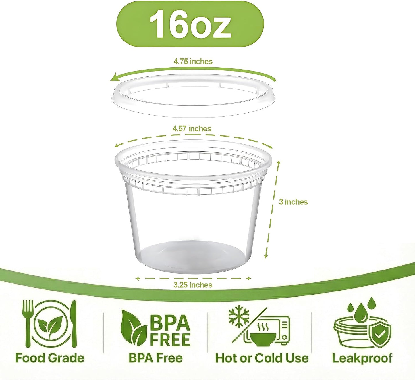 Food Storage Containers [10 Set] x [32 oz] Plastic Deli Containers with Lids Soup Meal Prep Containers | BPA Free | Stackable | Leakproof | Microwave/Dishwasher/Freezer Safe (10 Set, 32 oz)