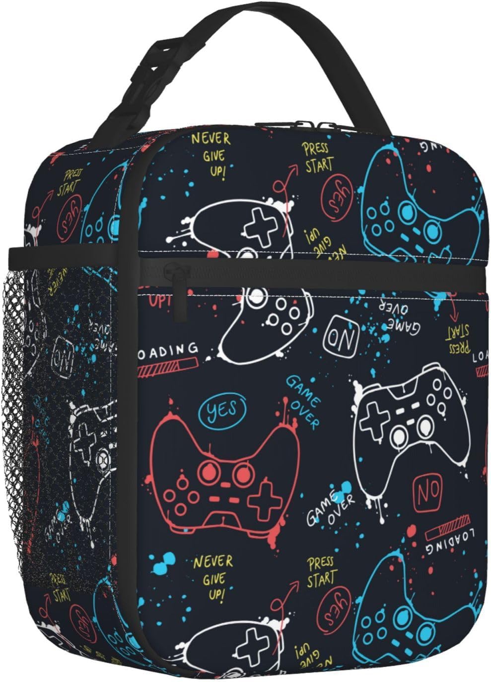 Black Cat Reusable Lunch Box Food Bag Insulated Lunch Bag for Teenage Boys Girls School Beach