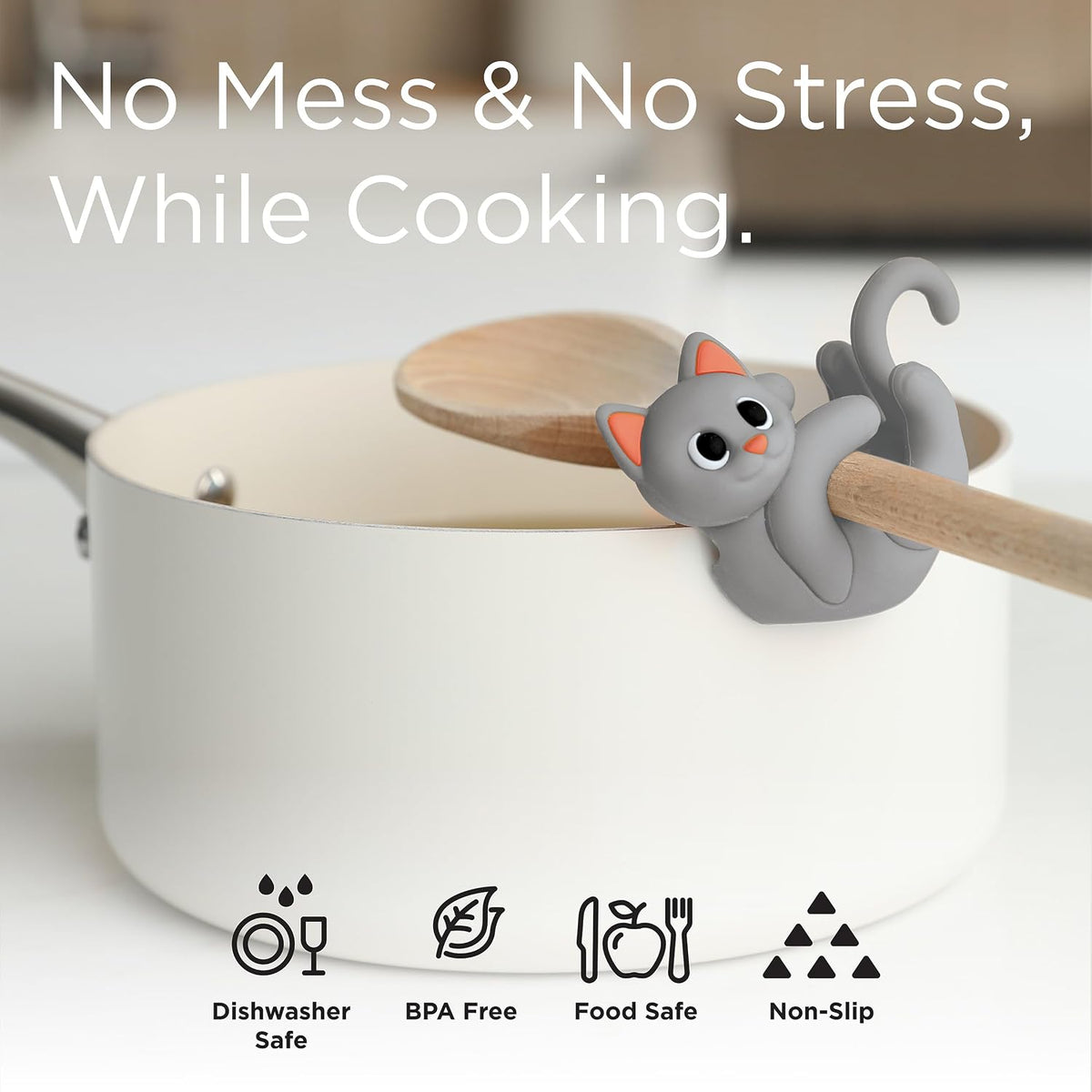 Itera Gray Silicone Cat Spoon Rest Kitchen Gadget