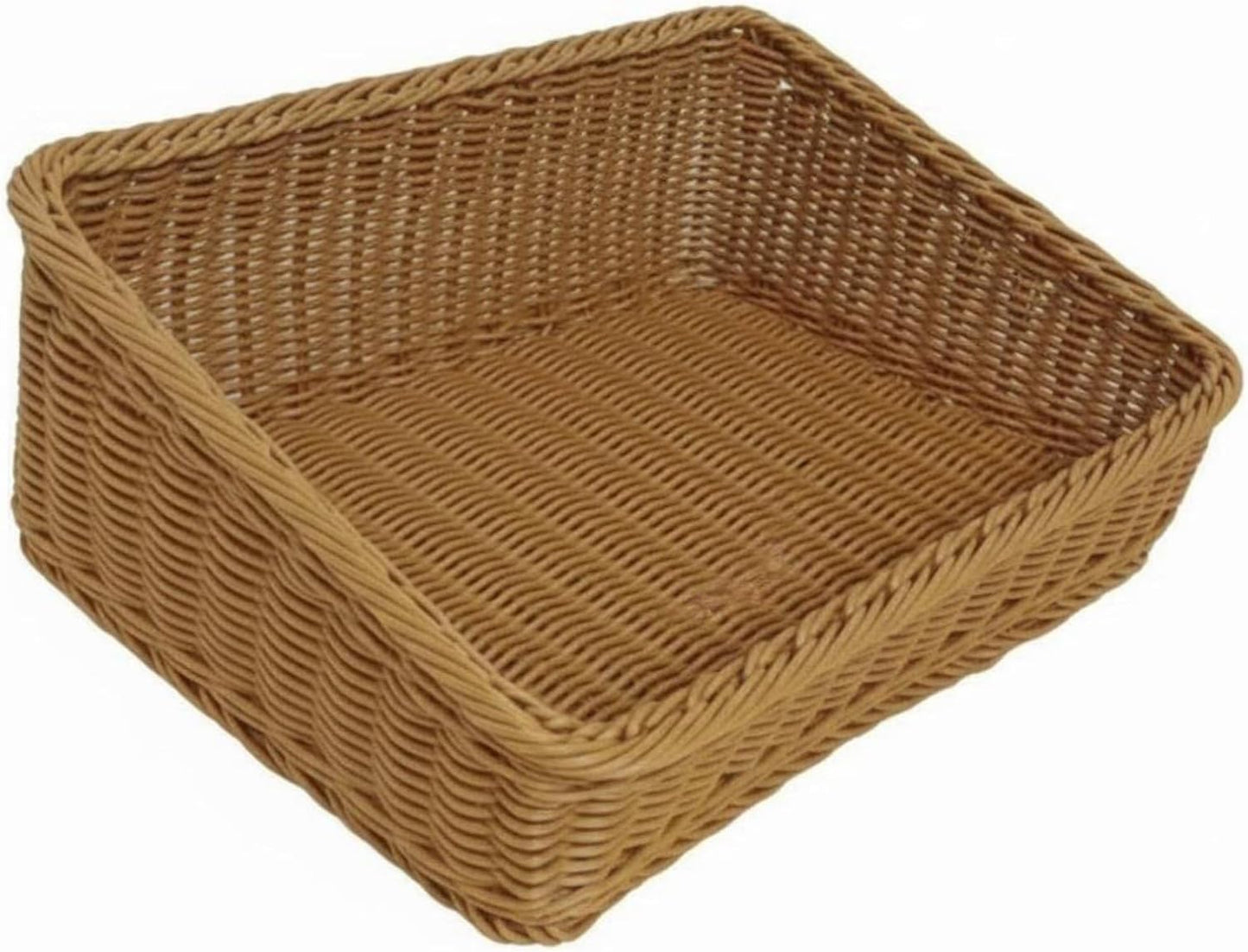 Slanted Opening Display Basket Easy to Clean Angled Woven Basket Wicker Storage Bin for Supermarket, Kitchen Countertop, Brown H 50-30-8-14