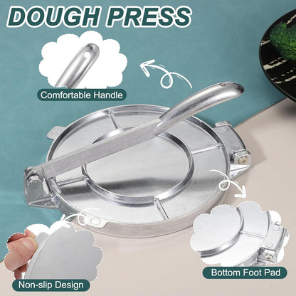 uxcell Aluminium Alloy Dough Press Taco Maker Taco Press Kitchen Utensil Tool for Cooking Chef Silver