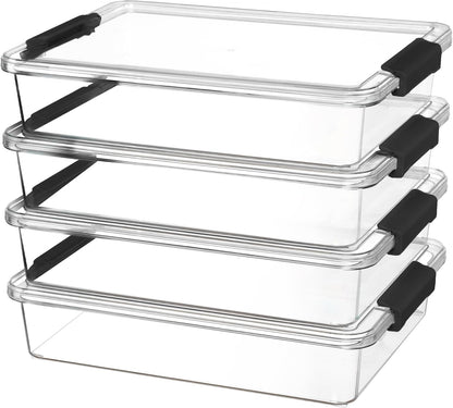 Vtopmart 8 Pack Clear Pencil Box with Removable Divider, BPA-Free Plastic Storage Containers for Pens, Pencils, Crayons, Markers, Craft Supplies and Small Items
