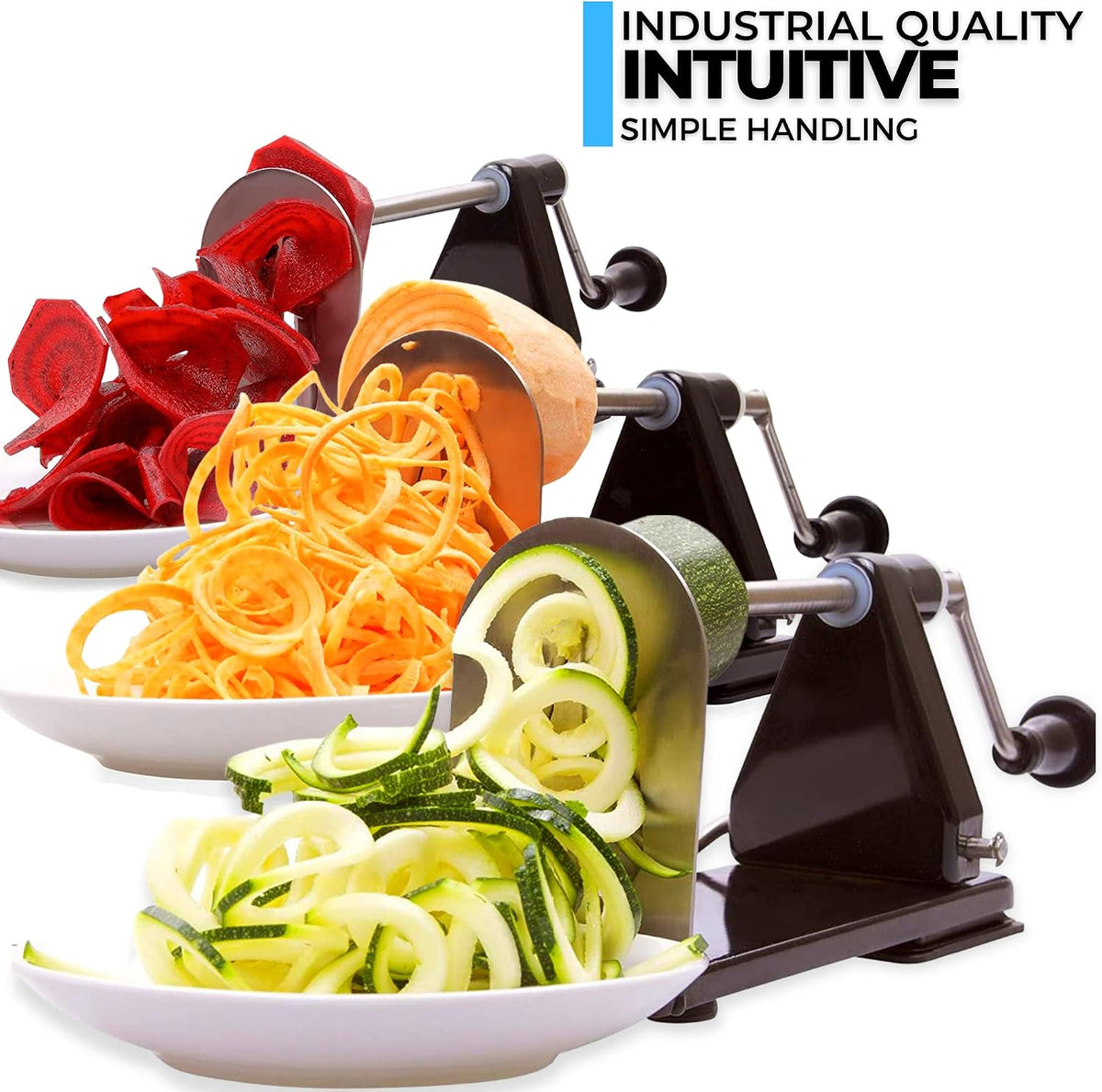 4-Blade Zucchini Spiralizer Noodle Maker with 3 Blades and 1 Built-In