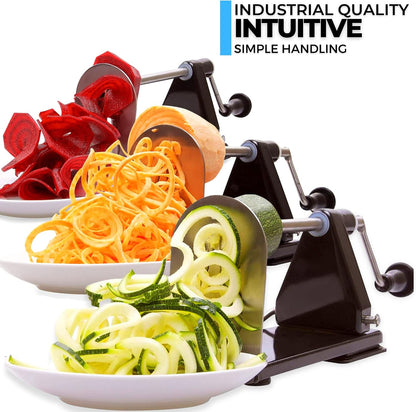 4-Blade Zucchini Spiralizer Noodle Maker with 3 Blades and 1 Built-In