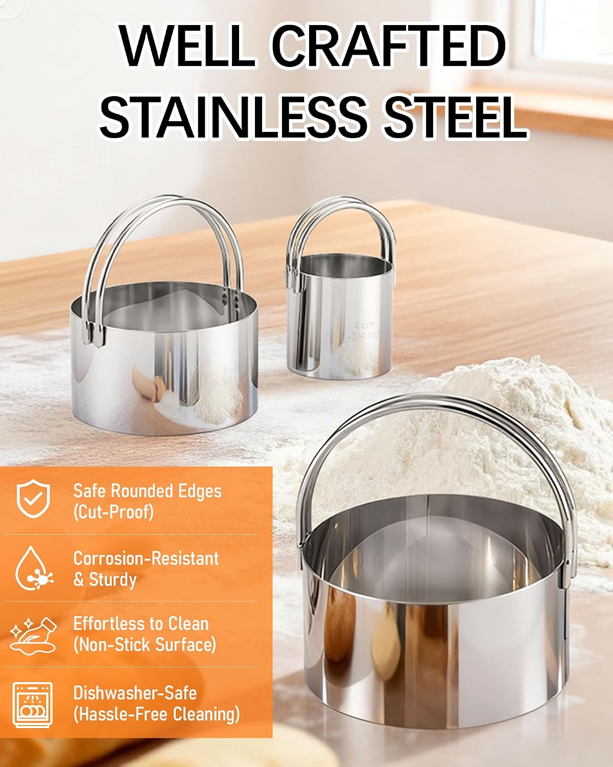 Biscuit Cutter Set with Handle, 5pcs Cookie Cutters
