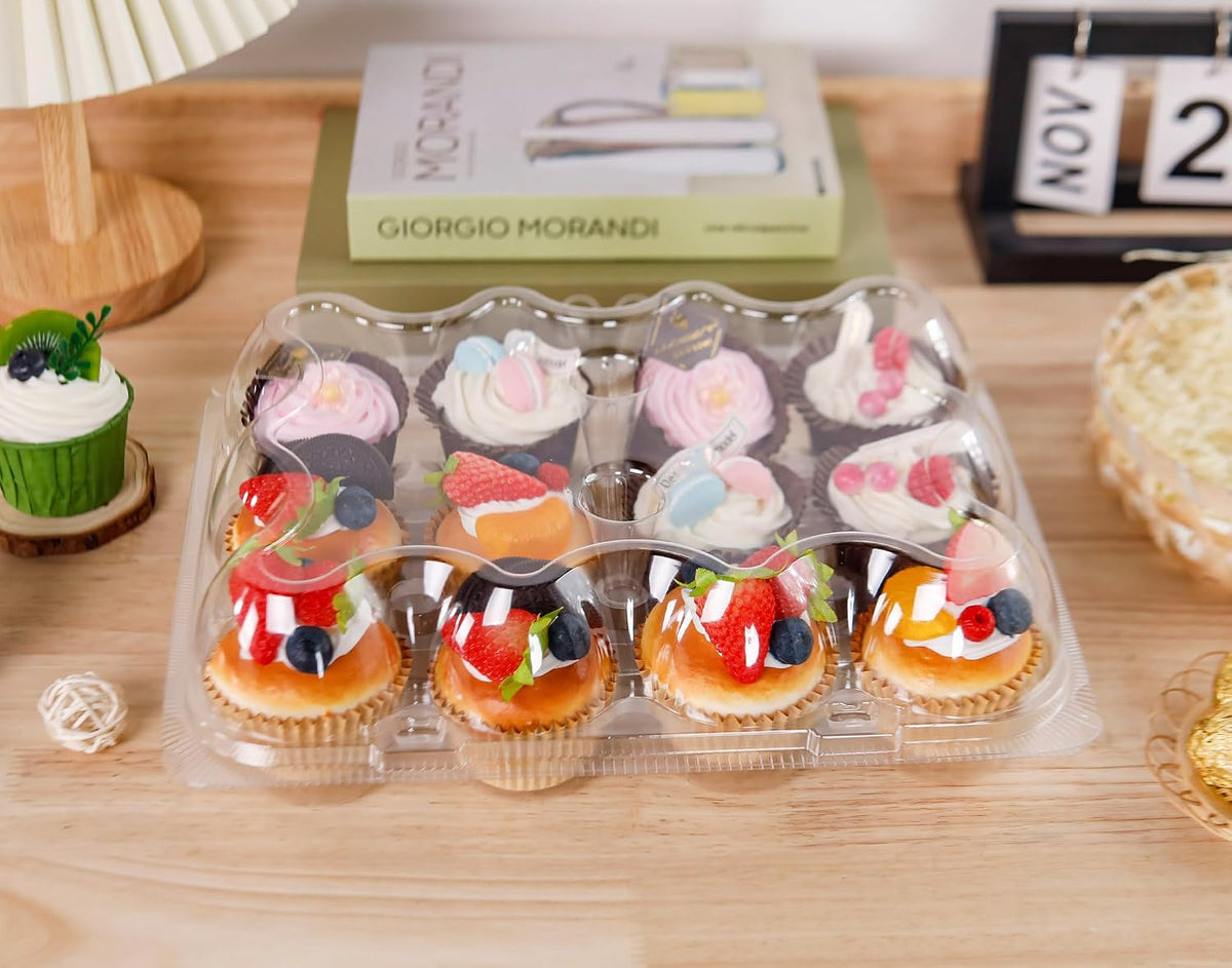 NPLUX 12 Count Cupcake Containers 12 Pack Clear Plastic Cupcake Boxes