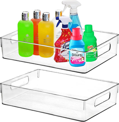 Clear Plastic Storage Bins, Pantry Organizers and Storage, Kitchen Organization and Storage Containers Bins for Organizing, Fridge, Freezer, Bathroom, Pantries, Medicine Cabinet Organizer Bin