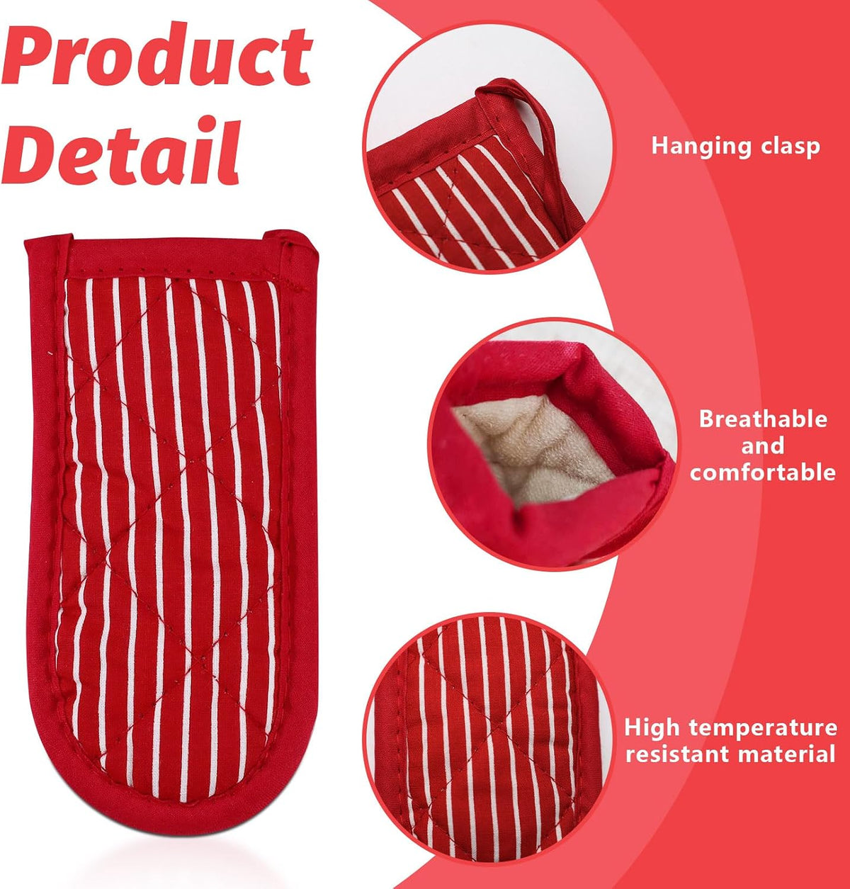 ASTIMESA Cast Iron Skillet Handle Covers, Non-Slip Cloth Hot Pan Handle Sleeve, Machine Washable Pot Holders Heat Resistant Potholders for Kitchen Cooking Baking (2, Black，red)