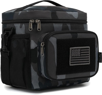 FlowFly Lunch Bag, Insulated Cooler, Thermal Lunch Box Tote with MOLLE/PALS Webbing, Adjustable Padded Shoulder Strap, for Tactical Men Women Adults and Boys Girls Kids (Cyan, Medium)
