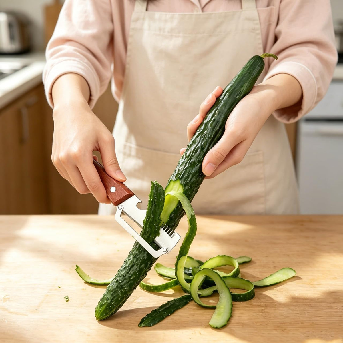 2pcs Vegetable Peeler Set - 2-in-1 Fruit and Potato Peeler with Bottle Opener, Stainless Steel Blade and Wooden Handle, for Food Prep - 7.48X1.50X0.67