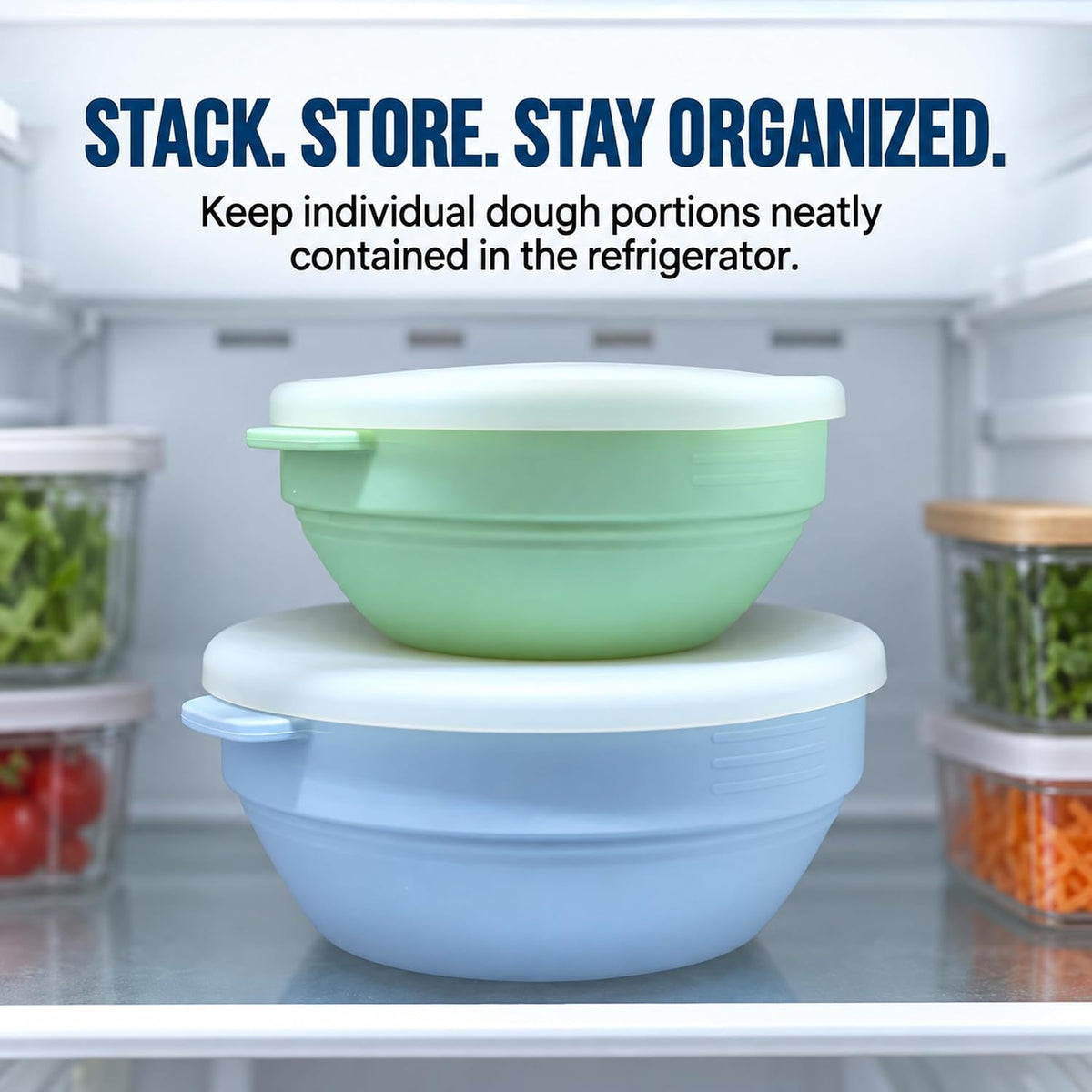 Collapsible Pizza Dough Proofing Containers with Lids, 4-Pack