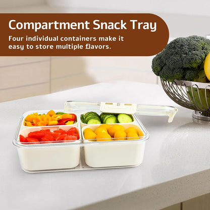 Snackle Box Container,2 Pack Divided Clear Snack Box Serving Tray with Lid and Handle,Charcuterie Board with Lid, Snack Organizer for Beach Picnic, Refrigerator Fresh, Party, Holidays and Travel