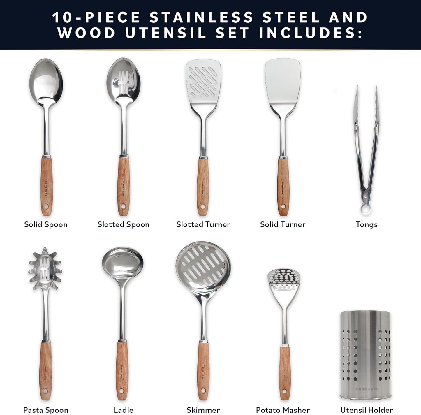 Home Hero Silicone Kitchen Utensils Set - Heat Resistant Non-Scratch Cooking Utensils - Ergonomic Silicone Spatula Set - Dishwasher Safe Kitchen Tools - 26 Piece, Stone