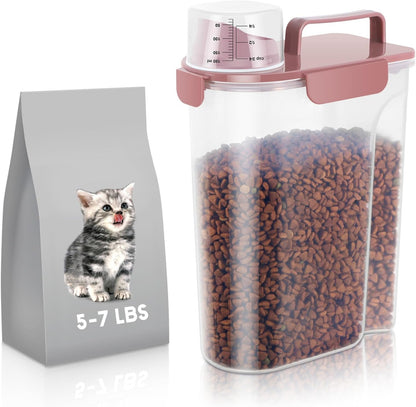 LEAWALK 5-7Lbs Cat Dog Storage Container, Portable Pet Food Containers with Upgraded Large Spout and Cup, Small Animal Kibble Dispenser for Bird Seed, Oatmeal, Rice, Flour, Brown Sugart-Dark Green