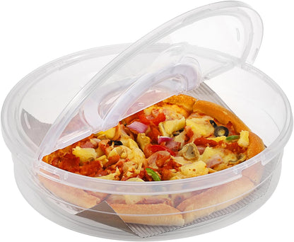 BTSKY Clear Plastic Pizza Container with Lid and Handle 12 Inch Round Pie Carrier with Lid Portable Pizza Keeper Reusable Food Storage Container for Cheese, Desserts, Holds up to 11 Inch Pie