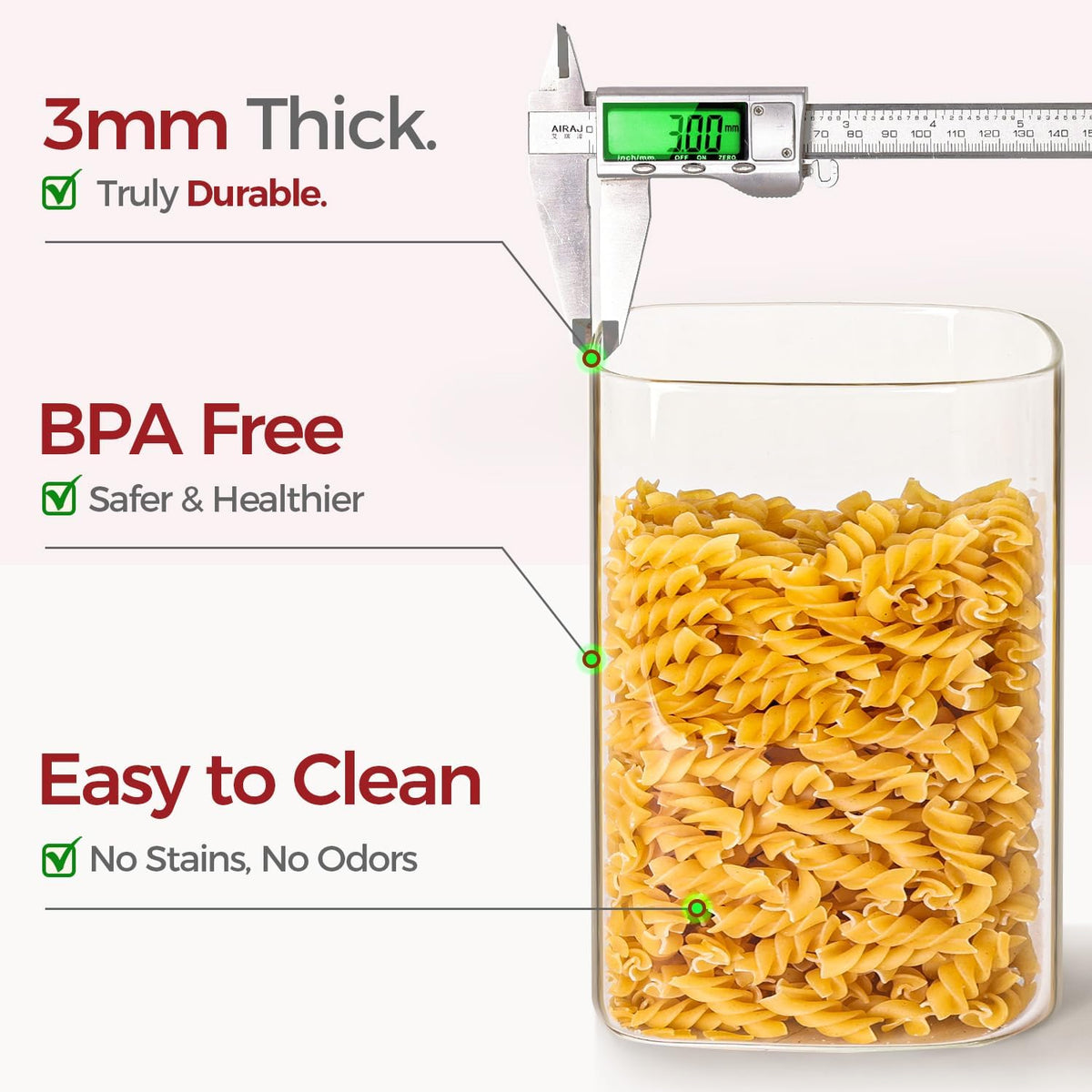 2-Pack 1 Gallon Square Glass Flour and Sugar Containers with Lids, Large Airtight Pantry Jars for Baking - Glass Canisters with Scoops & Labels for Bulk Food