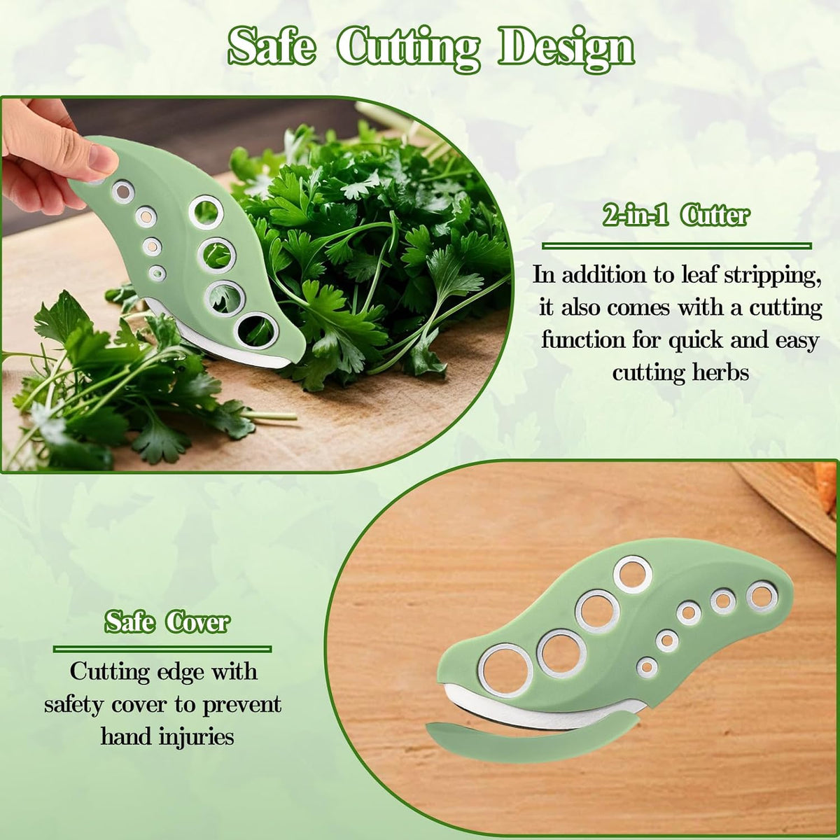 Herb Stripper Tool with Herb Cutter, Kitchen Herbs Leaf Stripping Tool