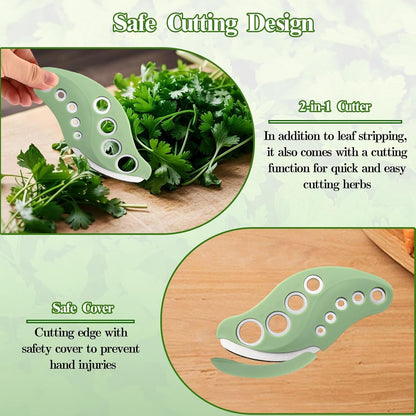 Herb Stripper Tool with Herb Cutter, Kitchen Herbs Leaf Stripping Tool