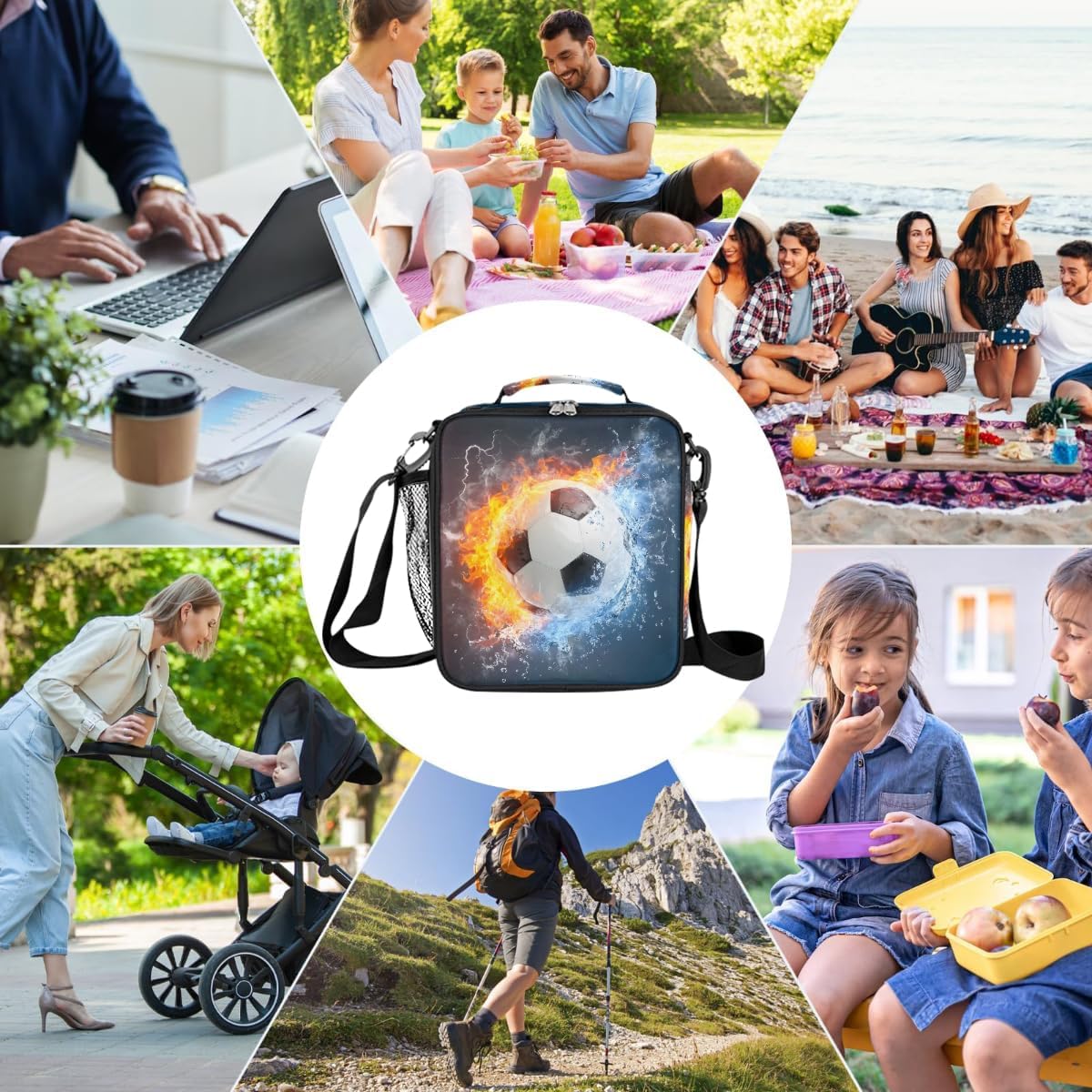 cfpolar Skull Skateboard Lunch Box for Boys Girls, Insulated Lunch Bags for Kids Reusable Mini Cooler Lunch Tote Lunchbox Thermal Meal Tote Kit with Shoulder Strap for Work School Picnic