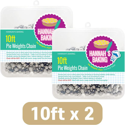 Durable Baking Supplies: Stainless Steel Chain Pie Weights, Reusable and Easy to Clean, Odorless, Safe Pie Weights for Pie Crusts, Oven Safe Baking Beads (10 feet)