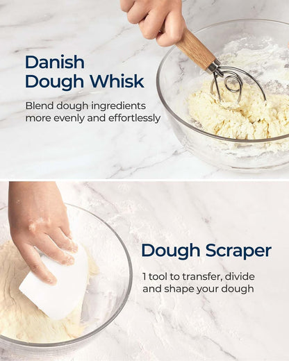 Banneton Proofing Basket Set, Sourdough Bread Baking Supplies (Plastic)