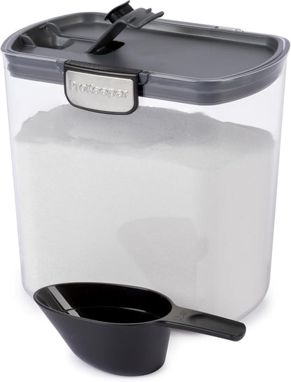 ProKeeper+ Airtight Food Storage Container Set – Clear Plastic Flour and Sugar Canister Set with Magnetic Accessories for Kitchen Organization (Grey, 9-Piece)