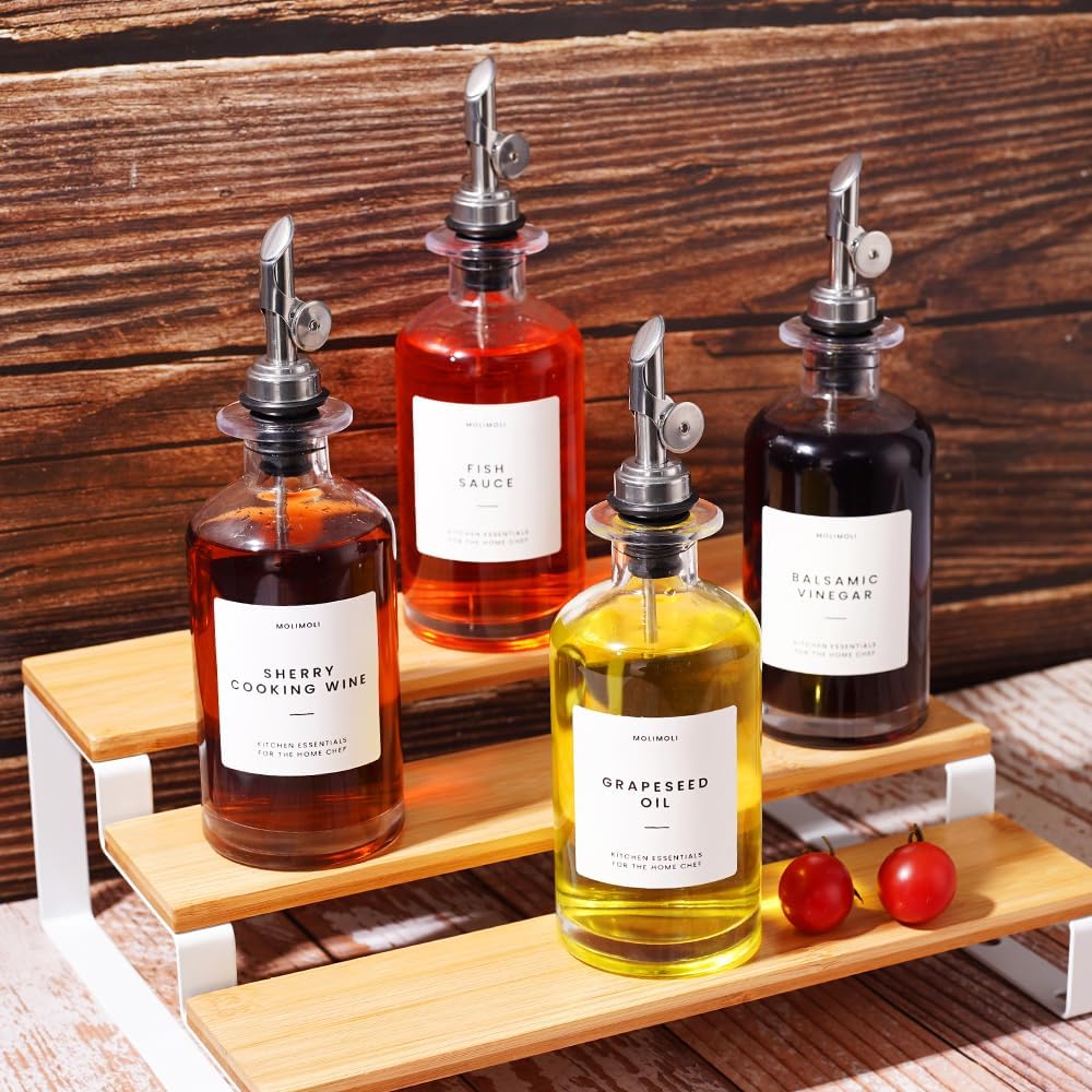 Molimoli - Premium Olive Oil Dispenser Bottles for Kitchen with Pourer - Oil and Vinegar Dispenser Set, Glass Dispenser for Kitchen, Dispenser Bottle of 350ml