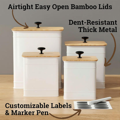 Kitchen Canisters for Countertop Set of 4 with Customizable Chalkboard Labels & Marker Pen - Big Iron Kitchen Canisters with Airtight Lids - Sage Green Canister Set - Flour and Sugar Containers