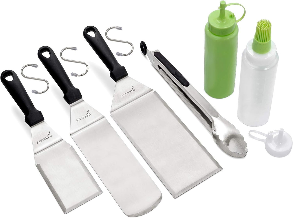Metal Spatula Set Stainless Steel Hamburger Turner Griddle Flipper Scraper for BBQ Grill Flat Top