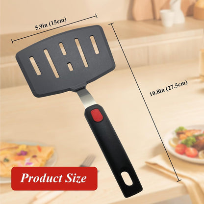 Silicone Spatula Turner Set of 2, Heat Resistant Pancake Spatulas for Nonstick Cookware Pan, Wide Slotted Cooking Spatula for Omelette Egg Fish, Thin Flexible for Kitchen Use, Dishwasher Safe