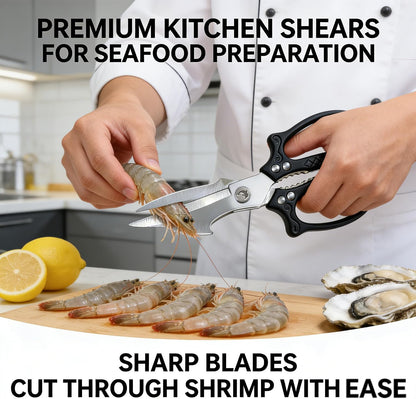 Multifunctional Heavy Duty Kitchen Shears,Kitchen Scissors for Food, Kitchen Shears for Cutting Chicken,Japanese High-Carbon Steel Culinary Poultry Shears, for Chicken,Meat,Fish,Bone Cutting(Silver)
