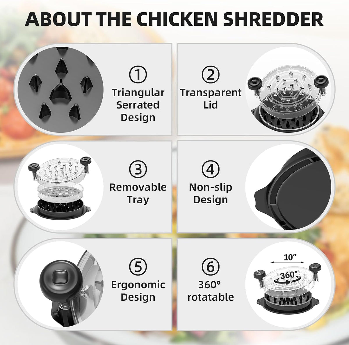 TQRR 10'' Pro Chicken Shredder Tool Twist Large, Meat Grinder for Kitchen