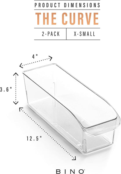 BINO | Plastic Storage Bins, Small | THE CURVE COLLECTION | Multi-Use Organizer Bins | Storage Containers Kitchen, Pantry and Home Organization | Fridge Organizers | Pantry Organization