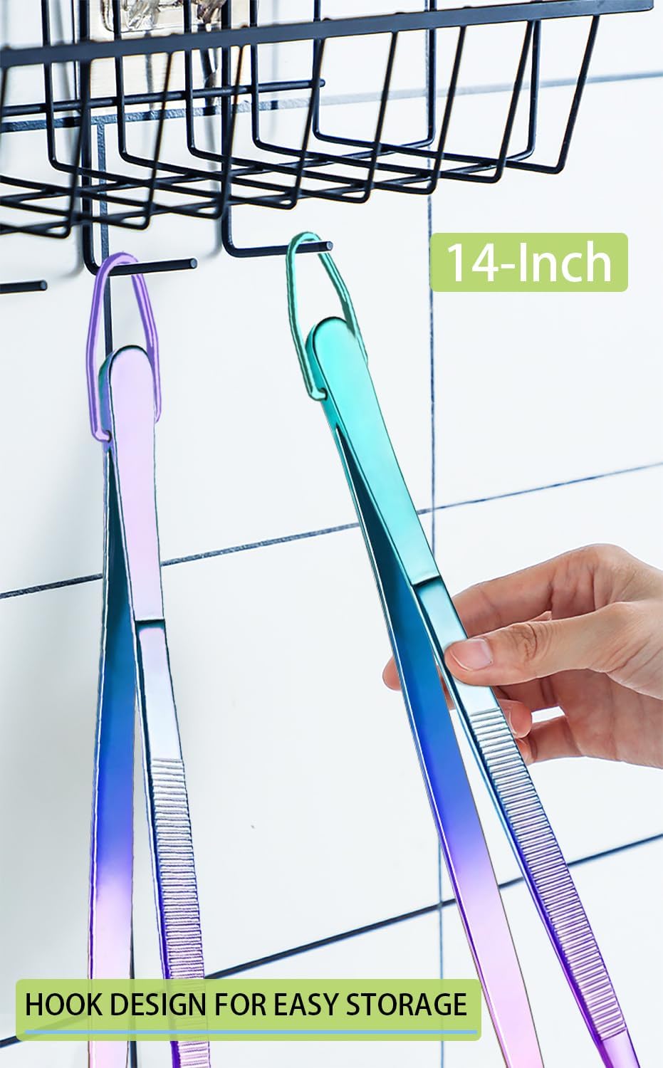 JETKONG 2 Pcs 12-Inch Kitchen Tweezers Fine Tweezer Tongs, Extra-Long Stainless Steel Cooking Tweezers (Silver)
