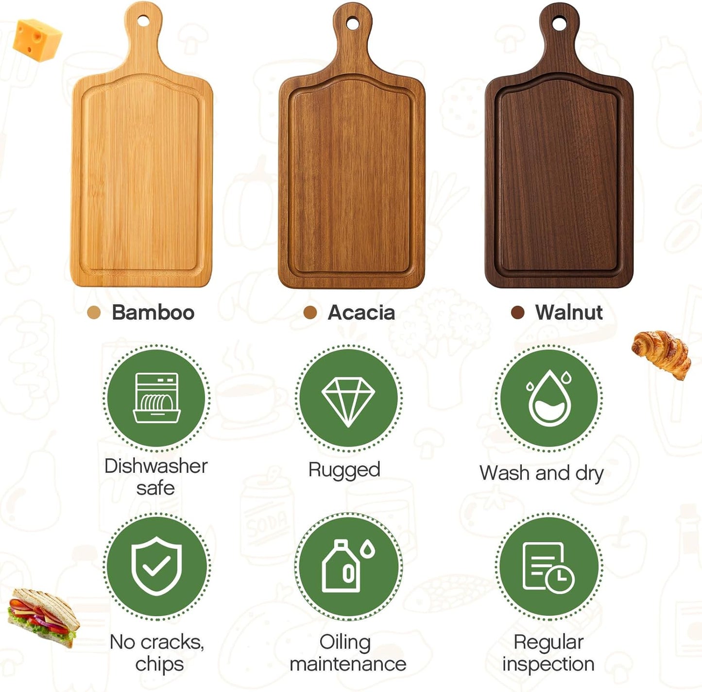 Nuenen 50 Pcs Mini Wooden Charcuterie Board Bulk, Small Wood Cutting Board for Crafts Laser Engraving with Knives Organza Bags Wedding Baby Shower Favors Gift (Square,Bamboo Color)