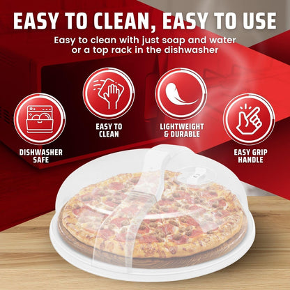 Flexzion 10.5 Inch Microwave Splatter Cover - BPA-Free Anti-Splatter Microwave Cover with Adjustable Steam Vent, Dishwasher Safe, Transparent Plastic Food Covers for Microwave Cooking