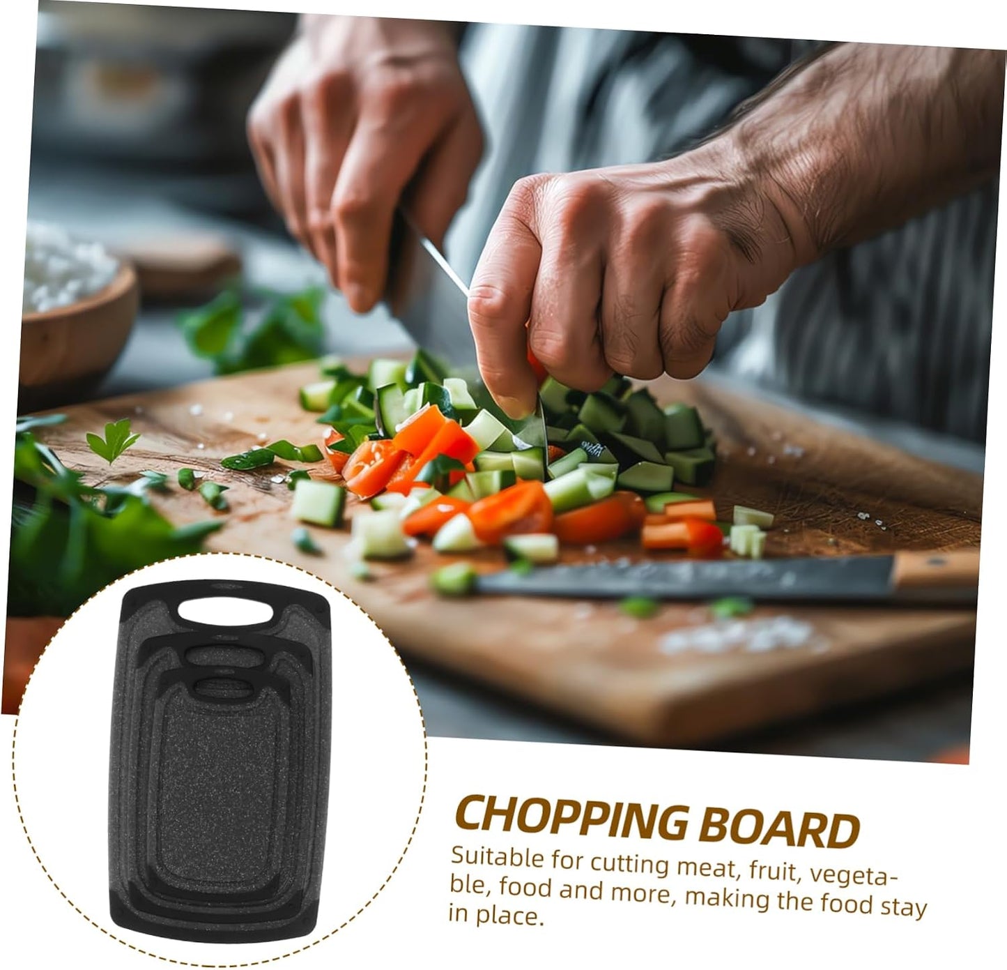 SOLUSTRE 3Pcs Hanging PP Cutting Board Set Non Slip Kitchen Chopping Mats for Food Preparation with Built Handle for Fruits Veggies present Occasion