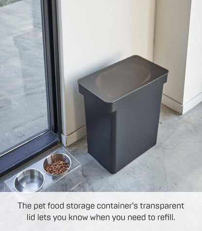 YAMAZAKI Home Tower Airtight Pet Food Storage Container - Cat And Dog Food Holder Bin With Transparent Lid And Handle - Extra Large - Polypropylene - 6.6 Gallons, 25 Liters