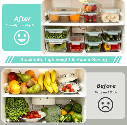 8 Pack Glass Meal Prep Containers with Lids, Glass Food Storage Containers with Snap Locking Lids, Airtight Lunch Containers for Microwave, Oven, Freezer and Dishwasher BPA Free (Green)