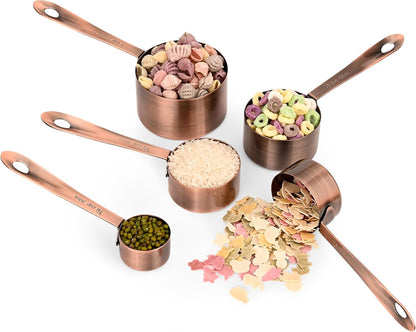 Measuring Cups and Spoons Set of 12, Stainless Steel Stackable Measuring Cups and Spoons Set With Leveler, Metal Measuring Spoons and Cups for Dry or Liquid Ingredients During Kitchen & Baking