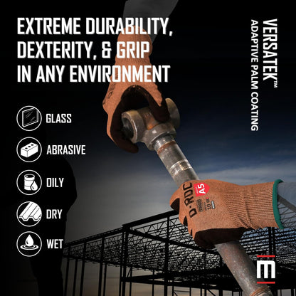 MAGID D-ROC ANSI A5 DX+ Technology VersaTek Grip Work Gloves, 1 Pair, Size 7/Small, DXPG53