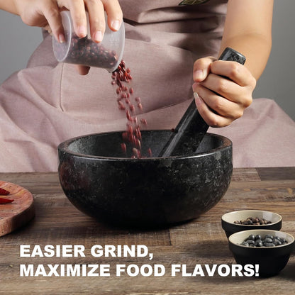 Koville Luxury Marble Mortar and Pestle Set, 7"-4cups Grinder Bowl for Guacamole, Salsa, Pill Crusher, Spice, Herb, Garlic, Nut, Heavy Duty Grinder for Kitchen