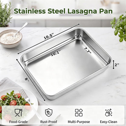 TeamFar Lasagna Pan, 16" x12.13" x2" Stainless Steel Rectangular Cake Pan